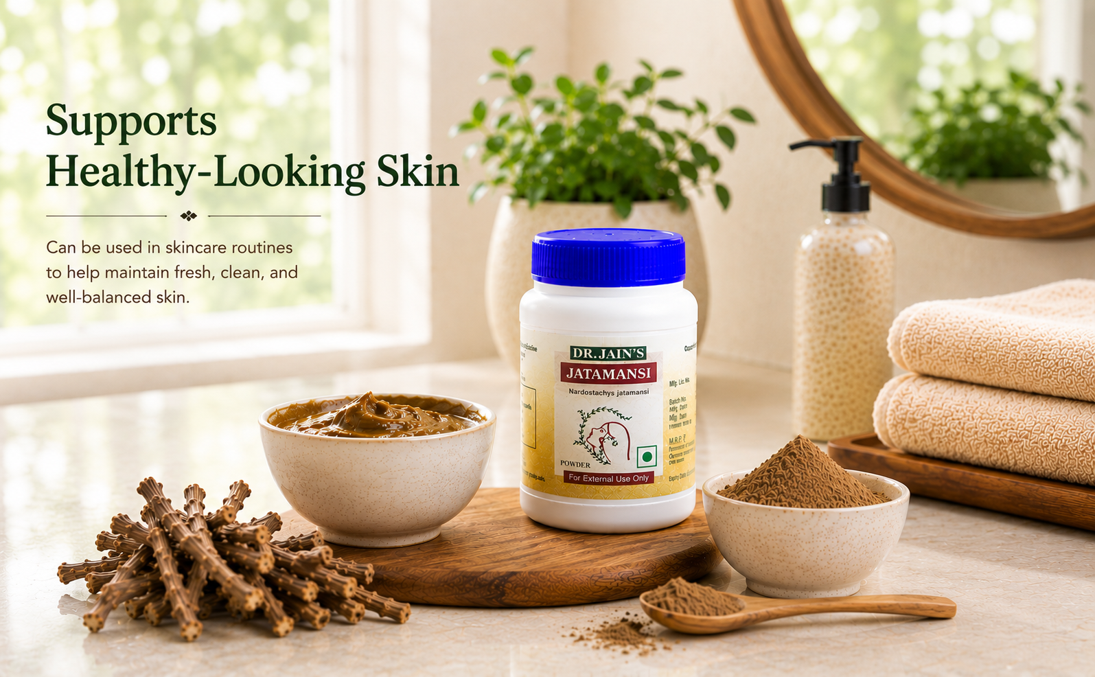 Dr. Jain's Jatamansi Ayurvedic Powder for Hair & Skin Care | 100% Natural Herbal Powder for Scalp Routine & Face Packs | 45g