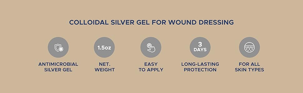 Antimicrobial Silver Gel by GeriCare| Wound Care Cream for Cuts Scrapes Minor Burns| Natural Topical Skin Healing Ointment| 55PPM Colloidal Silver Gel |Long-Lasting Protection|1.5oz | Pack of 2