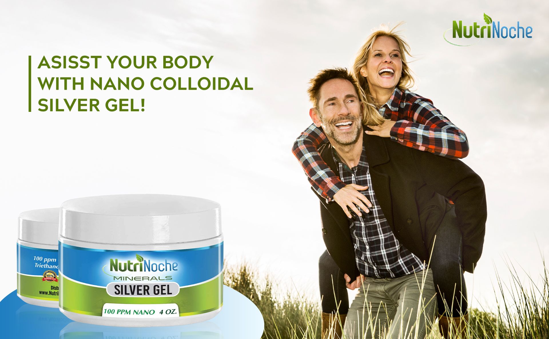 Nutrinoche Nano Silver Gel - Advanced Colloidal Silver Skin Cream - Wound Care & First Aid Gel Soothing Topical Ointment for Burns, Razor Burn and Sunburn Irritations - Unscented 4 Oz Jar