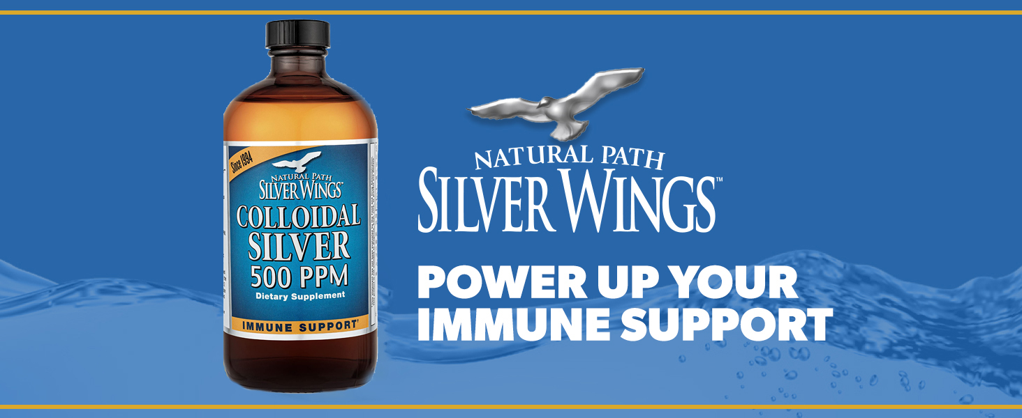 Natural Path Silver Wings Colloidal Silver 500ppm (2,500mcg) Immune Support Supplement 8 fl. oz.