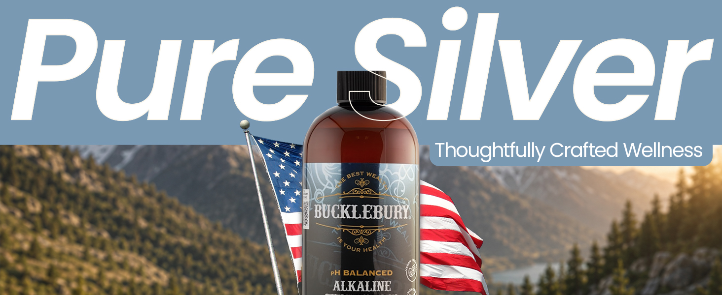 Bucklebury Silver Solution Liquid 30ppm - pH Balanced Natural Alkaline Structured Colloidal Silver Liquid for Immune Support & Overall Health - Gluten Free Colloidal Drops for Adults & Pets - 16 Oz