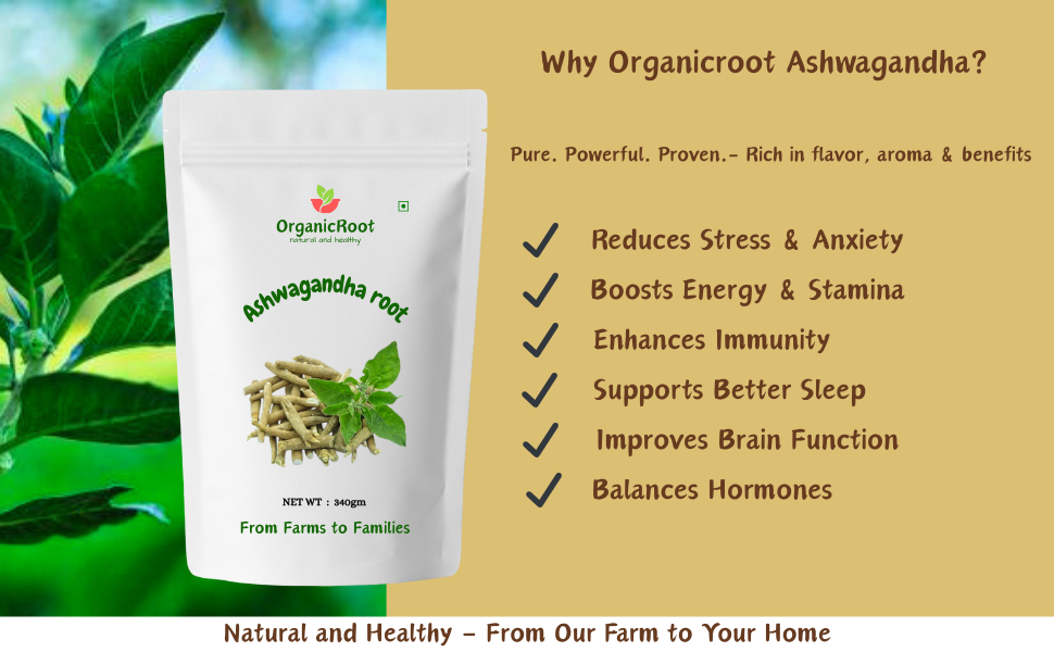 Ashwagandha Root Whole 340g | Super Herb,100% Natural, Chemical-Free, Ayurvedic Supplement
