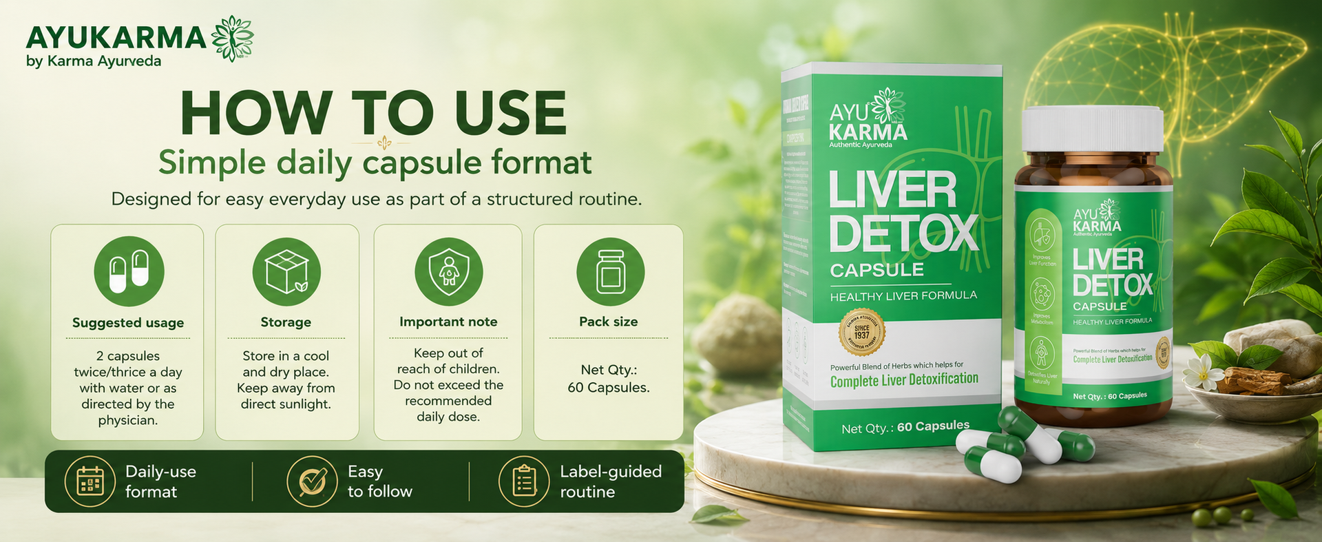 Ayu Karma Liver Detox Supplement Capsules with Milk Thistle Extract | Ayurvedic Liver Support for Natural Detox, Metabolism & Digestive Wellness | Formulated by Dr. Puneet Dhawan | 60 Capsules