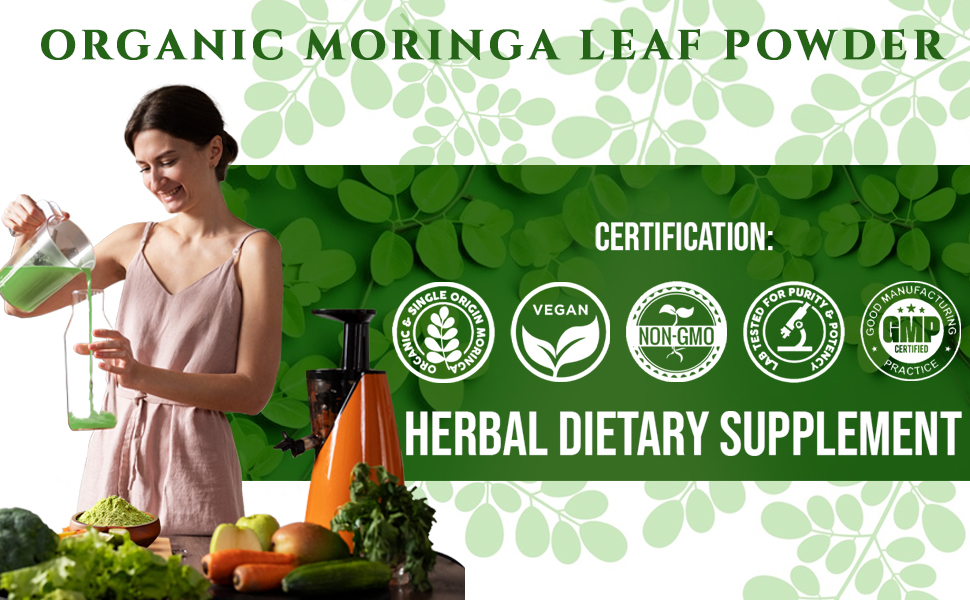 Grenera Organic Moringa Powder 100g, Moringa Leaf Powder (Sahjan/Drumstick), Certified Organic, Pure Shigru Powder