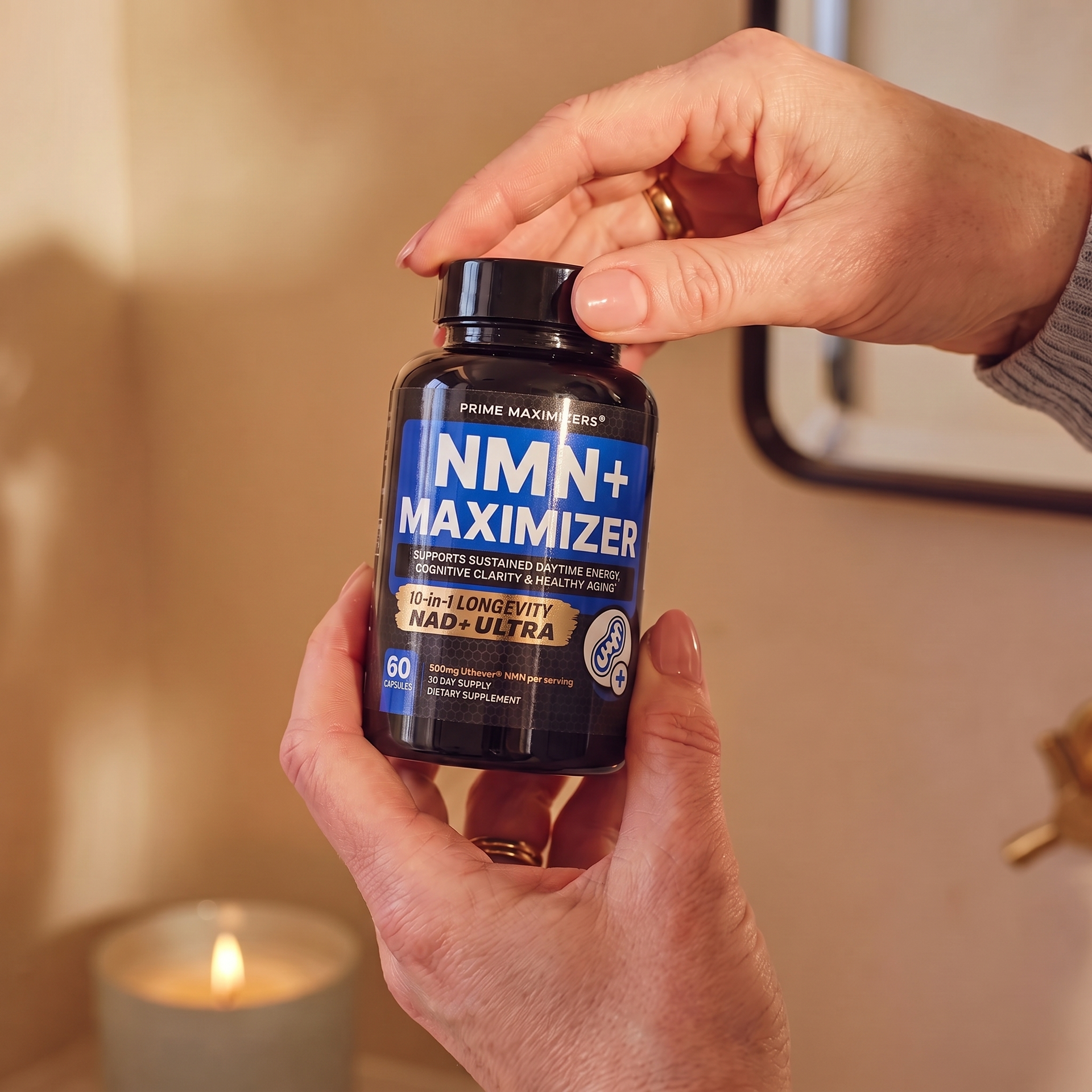 Premium (All-in-One) NMN Supplement, 30,600mg Actives | ≥99.5% Purity, Clinically Studied Uthever® NAD+ Booster + Increased Energy, Brain Protection, Senolytic Activity, Skin w. TMG, Resveratrol, Q10
