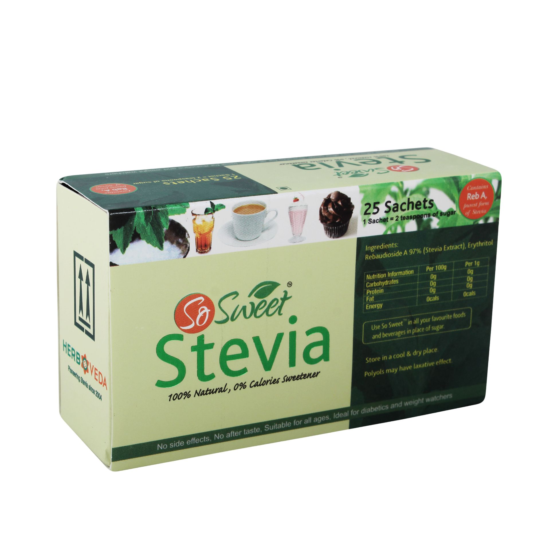 So Sweet Stevia 100% Natural Sweetener, Sugar-Free, 50 Sachets (Pack of 7), Zero-Calorie, Ideal for Coffee, Tea, Baking, and Cooking, Diabetic-Friendly, Perfect for Healthy Living and Low-Carb Diets