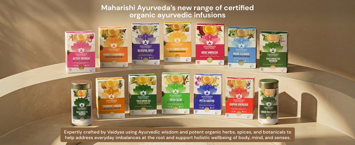 Maharishi Ayurveda Organic Certified Tulsi Green Tea Premium | With Rama, Krishna & Vana Tulsi and Green Tea | Supports Detox, Immunity & Daily Balance | 20 Tea Bags (30g)