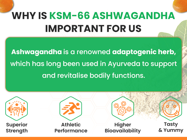 NATURYZ Clinically Researched KSM 66 Ashwagandha 500mg Gummies with Vitamin D3 | Strength, Energy, Immunity, Power & Stamina | Relax, Refresh Mind & Body | No Added Sugar | Gluten-Free, 50 Gummies(Orange Flavour)