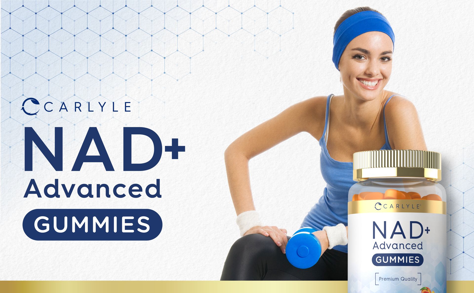 Carlyle NAD+ Supplement | 60 Gummies | Advanced Formula | Peach Flavor