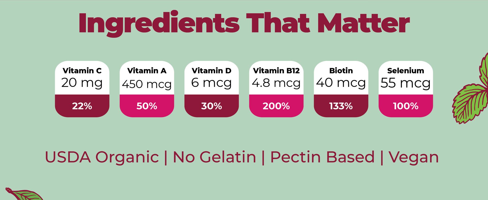 MARYRUTH'S Organic Multivitamin Gummies for Women, Hair & Skin Health, 60ct
