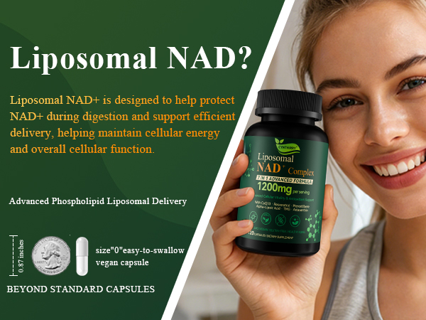 Liposomal NAD+ Supplement with Resveratrol, CoQ10 | Advanced Cellular Support, Nicotinamide Riboside NMN Replacement Premium Antioxidant & Energy