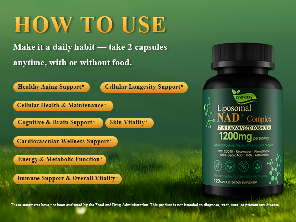 Liposomal NAD+ Supplement with Resveratrol, CoQ10 | Advanced Cellular Support, Nicotinamide Riboside NMN Replacement Premium Antioxidant & Energy