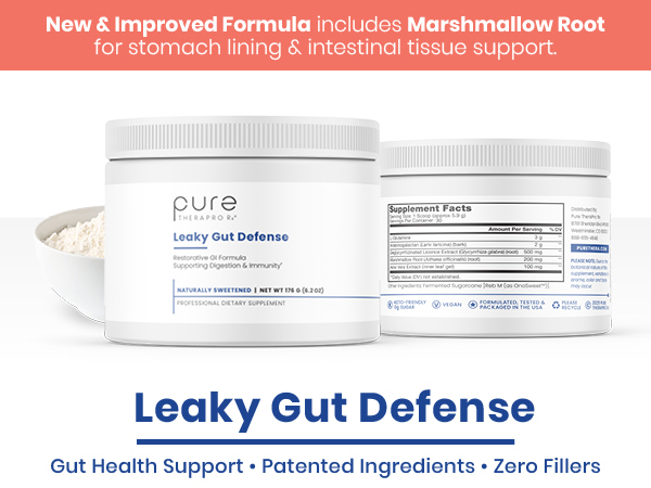 Pure Therapro Rx Leaky Gut Defense Powder, L-Glutamine Blend, 30 Servings