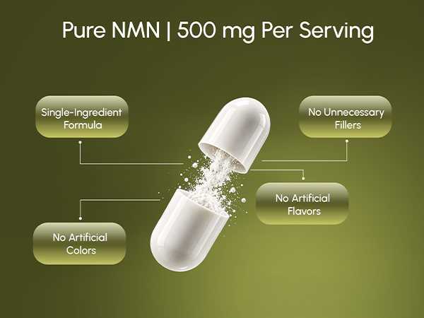 partiQlar Pure NMN Supplement 500mg - High Purity NAD+ Booster Capsules
