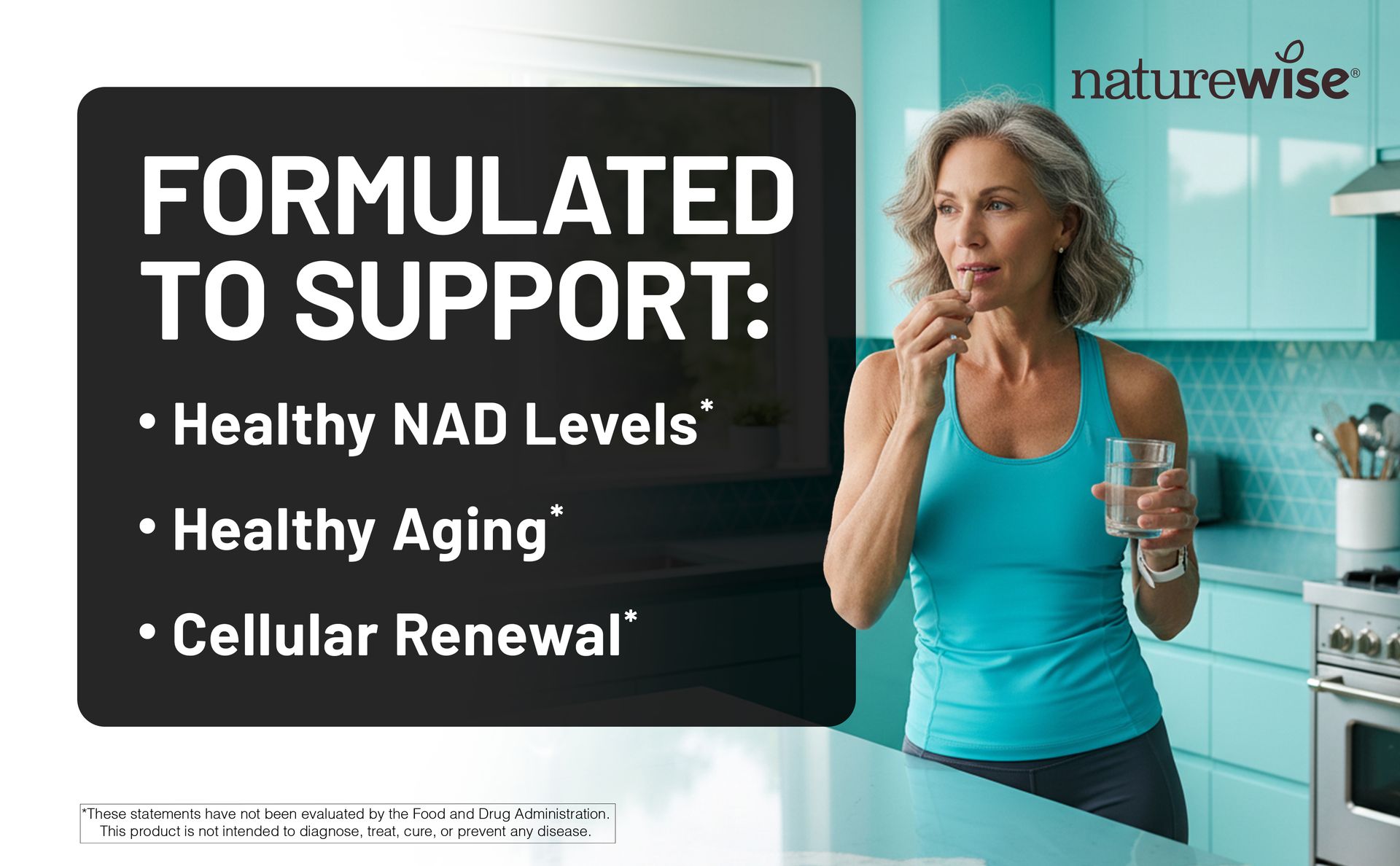 NatureWise NAD+ Support Complex - Nicotinamide Riboside + Resveratrol to Support NAD+ Supplement for Healthy Aging + Clinically Tested Quercefit - USA Manufactured - Non-GMO, 60 Count[30-Day Supply]