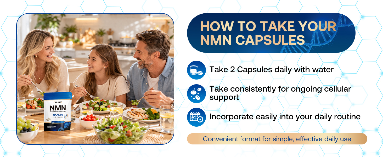 CFILIHTC NMN Supplement 500mg - NMN NAD Supplement with Trans-Resveratrol, Quercetin - Premium Quality Nicotinamide Mononucleotide for Cellular Support & Vitality High Absorption 240 Softgels Capsules