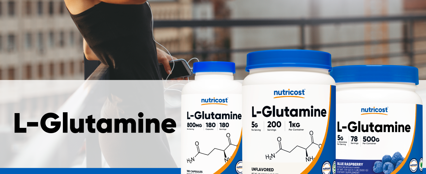 Nutricost L-Glutamine Powder (500 Grams) Unflavored, 100 Servings, GMO-Free
