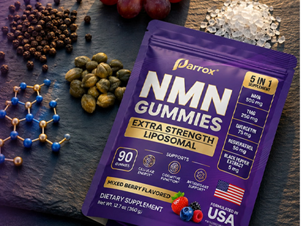NMN Gummies 500mg – Liposomal NMN | 5-in-1 with TMG | Quercetin | Resveratrol | BioPerine® – NAD+ Precursor – Gelatin Free, Non-GMO, No Artificial Colors