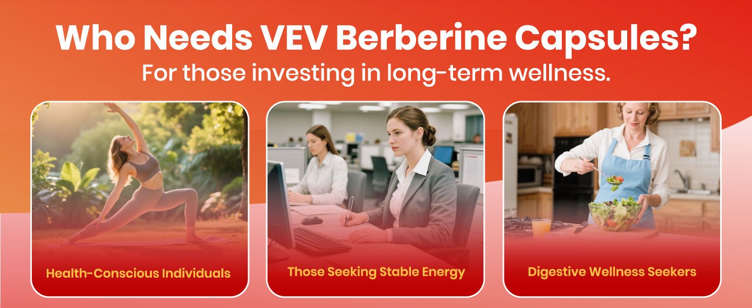 VEV Berberine Supplement with Ceylon Cinnamon, Cayenne Pepper, 120 Capsules
