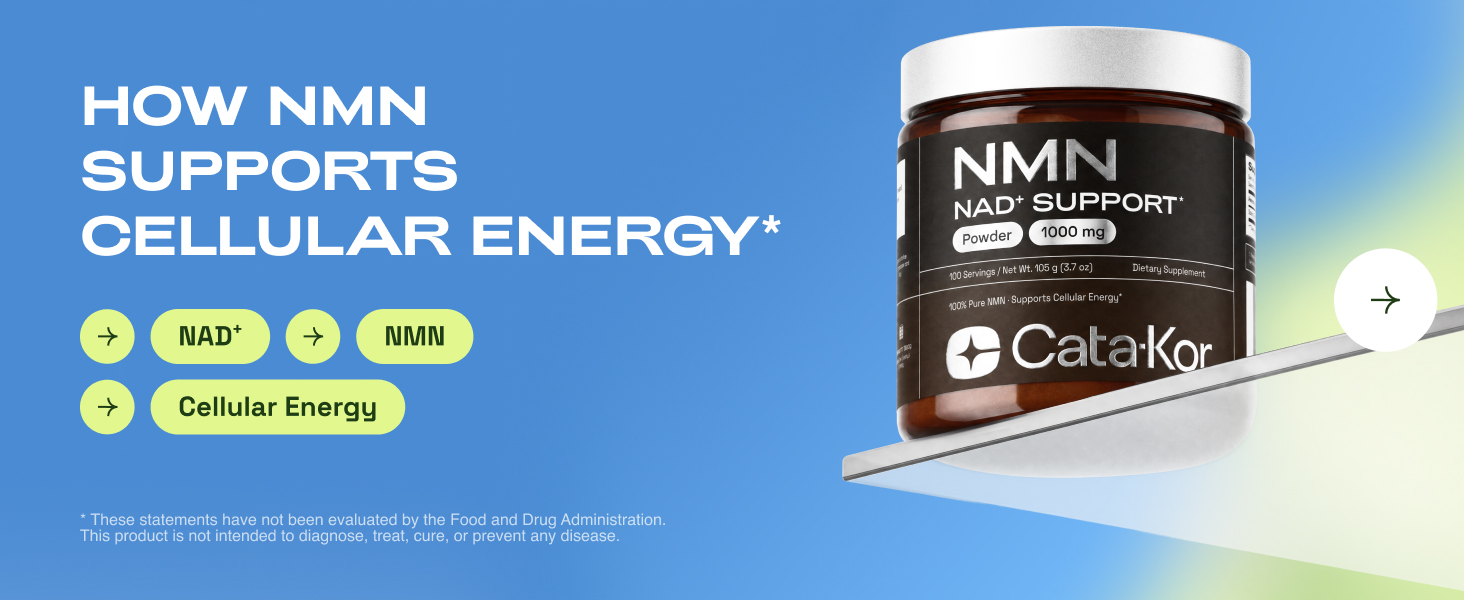 Cata-Kor NMN Supplement Powder 1000 mg - Pure NMN Powder 100 Servings 105g