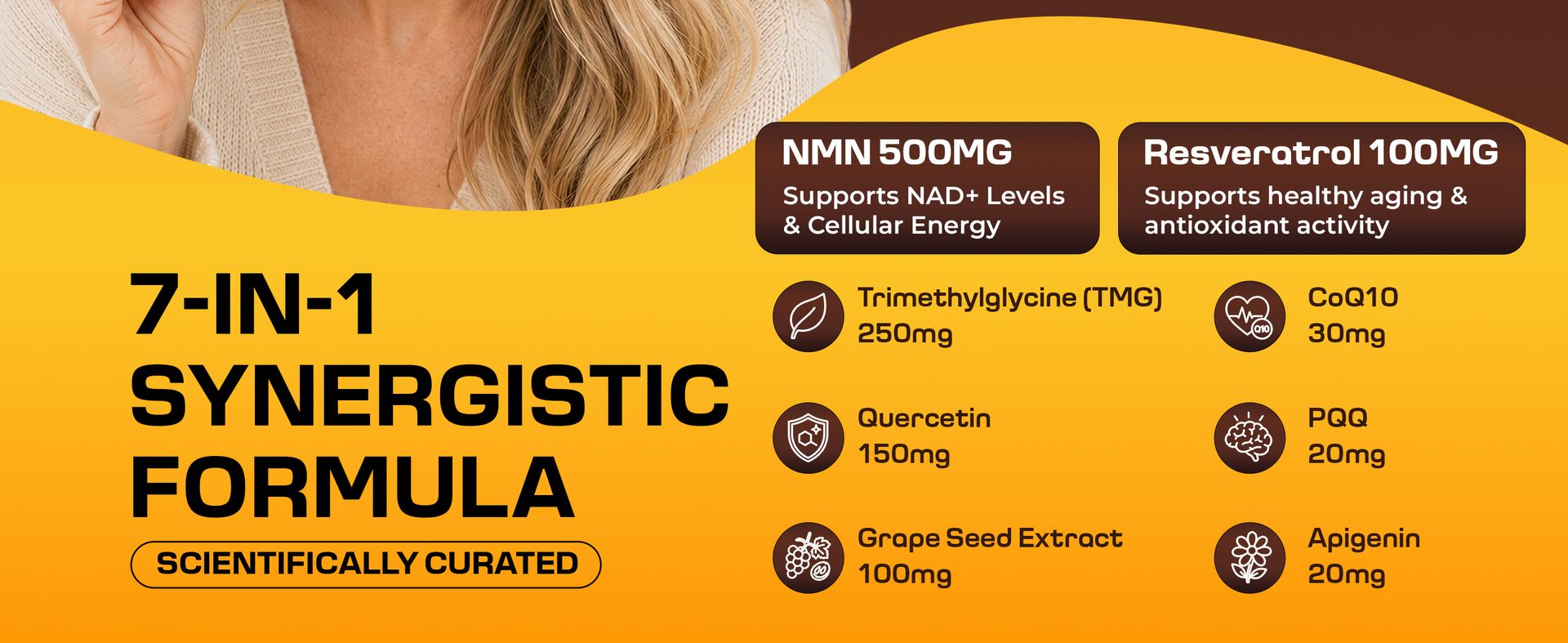 NMN Liquid Supplement NAD+ 7-in-1 Support with Aging-Supportive Resveratrol, TMG, Quercetin, CoQ10, Grapeseed, PQQ, Apigenin Cellular Energy & NAD Levels, 30 On-The-Go Packets, Grape Flavor