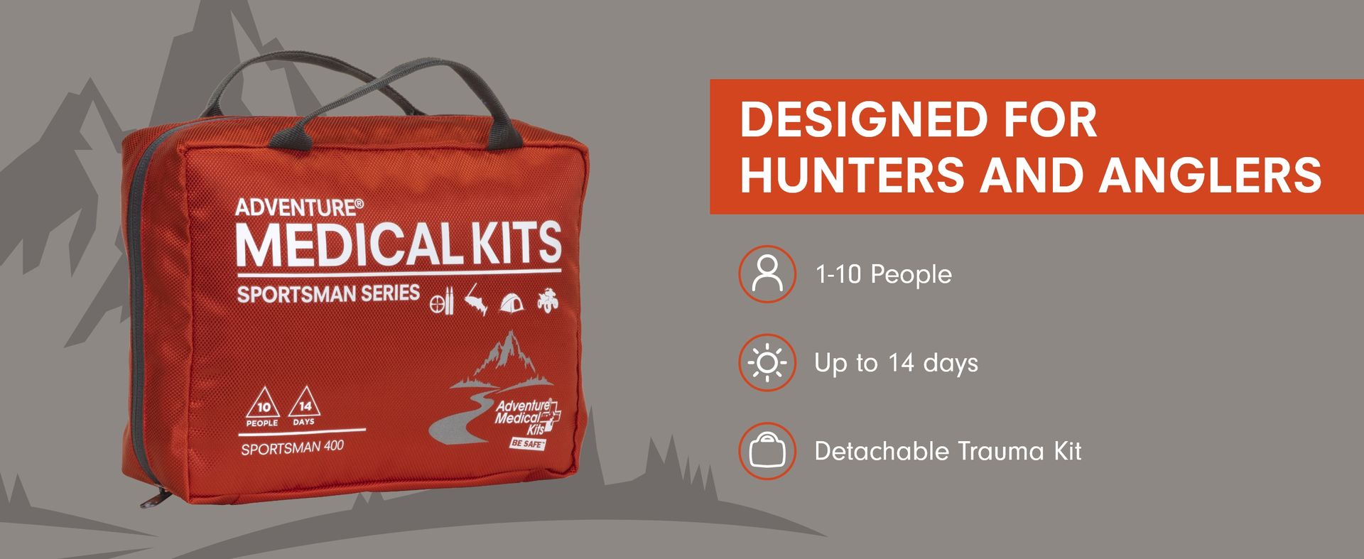 Adventure Medical Kits Sportsman Series Medical Kit - 400 - First Aid Kit for Camping, Hiking, Hunting & More - For 10 People for 14 Days - Includes Bandages, Medicine, Guide Book & More