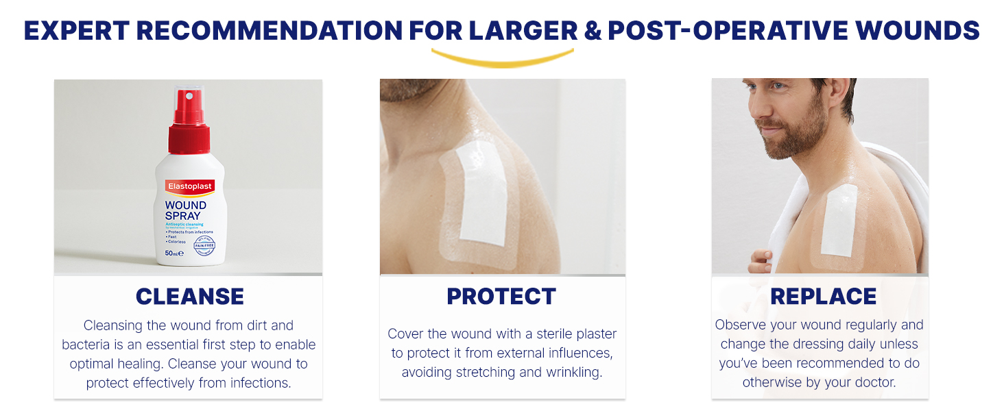 Elastoplast Waterproof XL Wound Dressings 6 x 7 cm (10 Pack) | Bacteria Shield to Defend Against Dirt & Infection | Ideal for Outdoor Activities | Transparent Plaster | Strong Adhesive Power