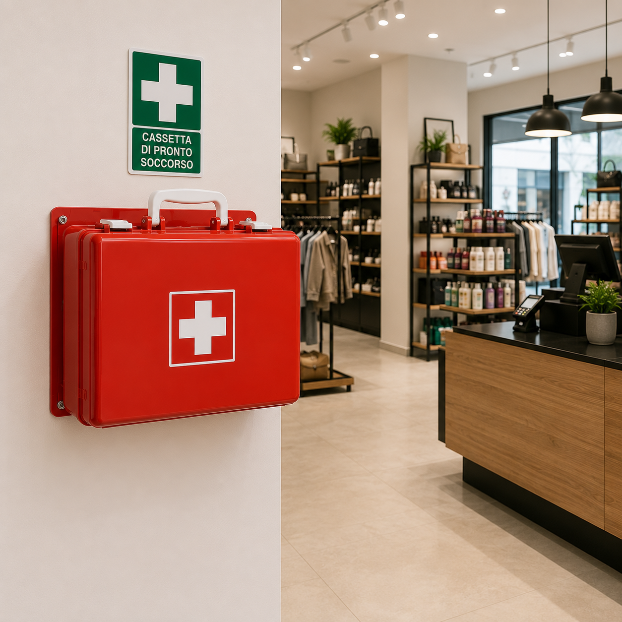 Akitaink Medical First Aid Box with Attachment 2 for Companies Less than 3 Employees Complete with Wall Bracket, Compliant DM388/DL81, Made in Italy