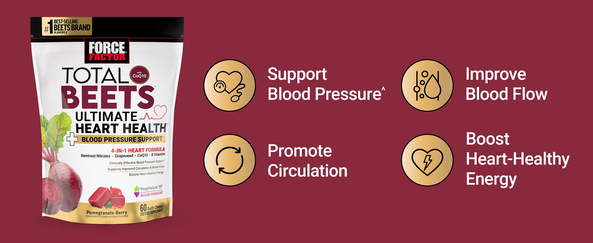 Force Factor Total Beets Ultimate Heart Health for Blood Pressure Support