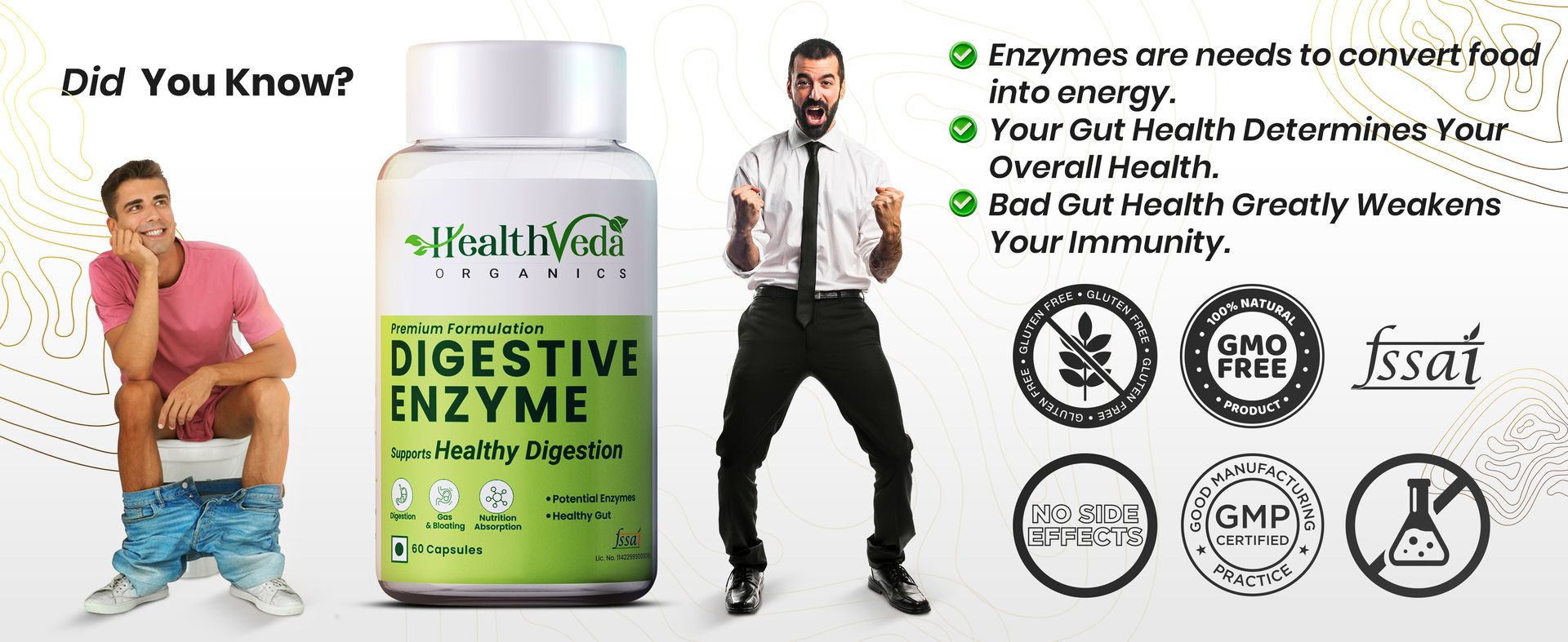 Health Veda Organics Digestive Enzyme Capsules | For Better Digestive Function, Healthy Gut, & Health Management | 60 Veg Capsules for both Men & Women…