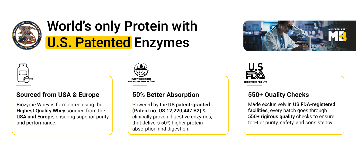 MuscleBlaze Biozyme Performance Whey Protein Powder, 500g (1.1lbs)