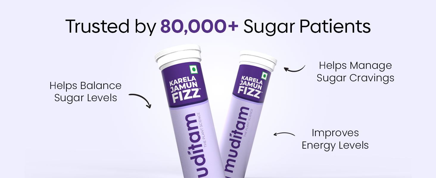 Muditam Ayurveda Karela Jamun Fizz-60 Tablets | Ideal For 30 Days (Karela Jamun Juice) | Helps in High Sugar Condition | Promotes Healthy Glucose Levels | Boosts Digestive Health