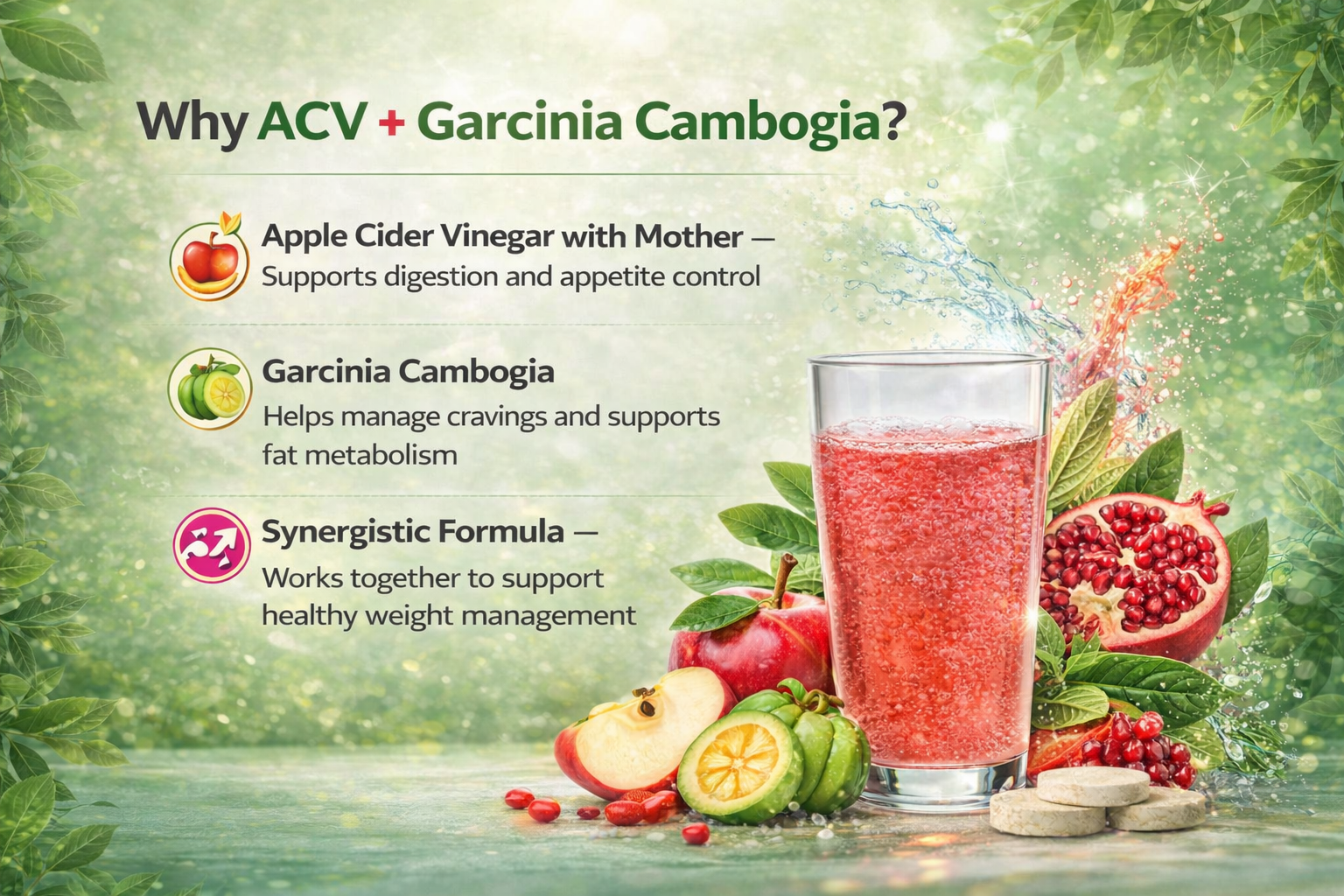 Apple Cider Vinegar Tablets for Weight Loss with Mother Garcinia Cambogia Natural & Flavorful Effervescent Tablet for Energy & Daily Wellness | Pack-2, 30 Tablets