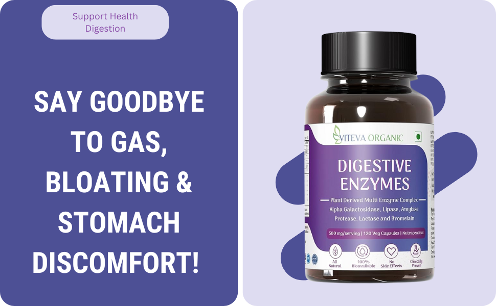 Digestive Enzymes 500mg - 120 Veg Capsules with Bromelain, Alpha Galactosidase, Lipase, Amylase, Protease -Digestive enzyme supports Gut Health, Liver Detox, Constipation Relief