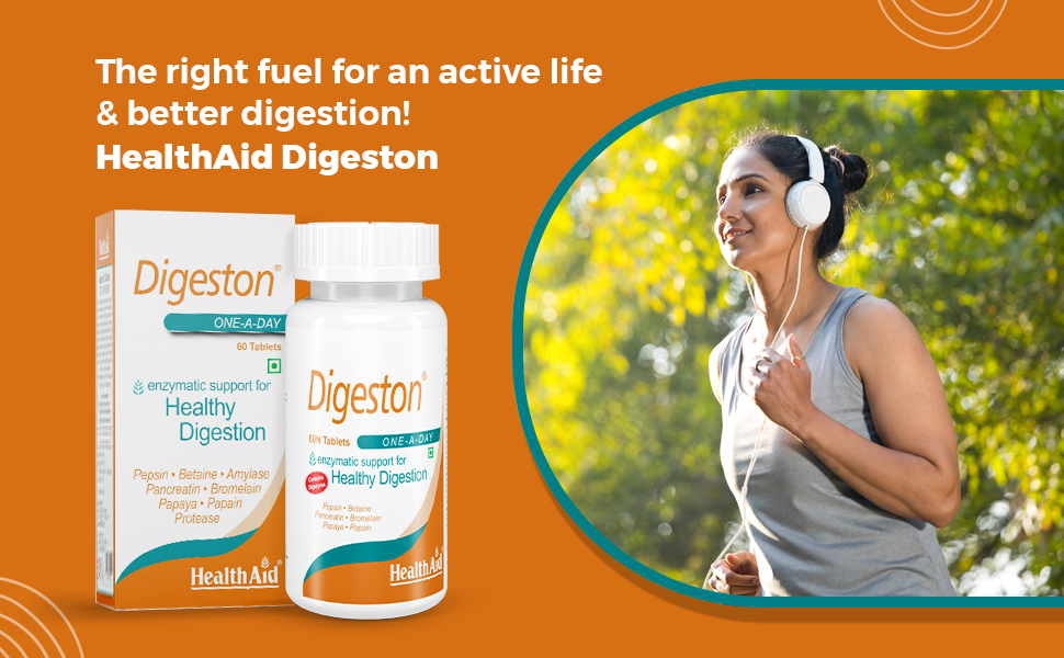 HealthAid Digeston (Papaya & Digestive Enzymes) – 60 Tablets | Natural Enzyme Formula | Supports Healthy Digestion, Nutrient Absorption & Stomach Comfort | With Papaya & Pineapple Extract