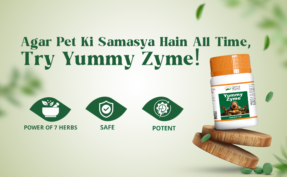 Healing Pharma - Yummy Zyme Digestive Enzyme Tablets | Relief from Indigestion, Heartburn, Bloating, Acidity & Gas | Ayurvedic Digestion Tablets | Improves Digestion & Gut Health - 100 Tablets