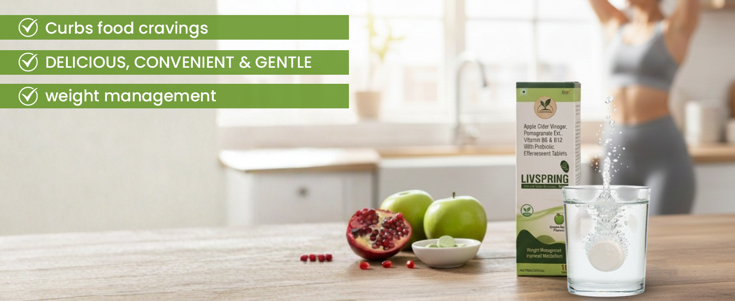 Apple Cider Vinegar Effervescent Tablets with Pomegranate Extract | Added Vitamin B6 & B12 and Probiotic| Helps curb cravings | Metabolism Benefits | Bloating Relief & Improved Gut Health | Improves metabolism Tablets in Tasty Green Apple Flavour (pack of 1)