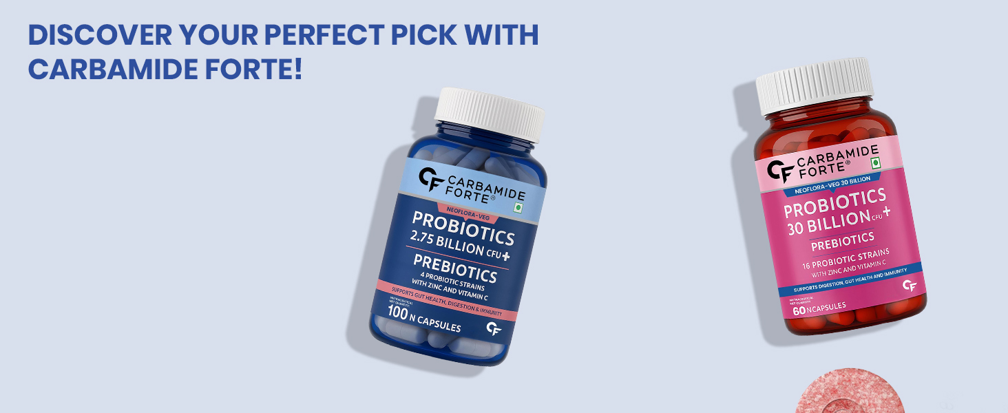 Carbamide Forte Probiotics Supplement 50 Billion CFU for Women & Men | Probiotics for Gut Health | Support Digestion & Immunity - 20 Effervescent Tablets | Gut Health Supplements (Pack of 2)