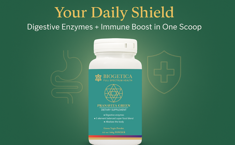 Pranavita Green Dietary Supplement, Digestive Enzymes with Super Food Blend, 100g Powder