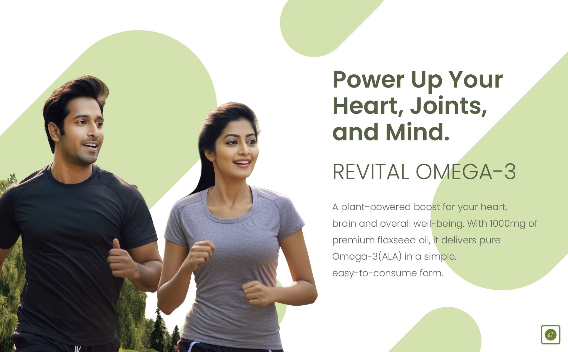 Revital Omega 3 Vegetarian 1000mg Flaxseed Oil |Supports joint health, heart health and enhances memory function | Fusion on Omega 3,6 and 9 |Plant-Powered| 60 capsules