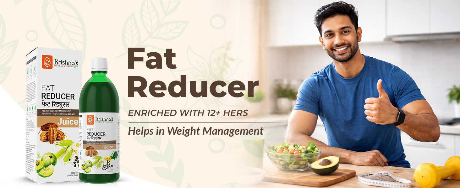 KRISHNA'S HERBAL & AYURVEDA Fat Reducer Juice - 1000 Ml (Pack Of 2), 12 Powerful Herbs For Weight Management, Amla, Harad, Daru Haridra, Sunn Hemp, Aids Metabolism And Digestion