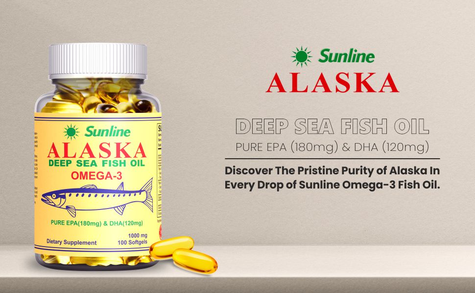 Sunline Alaska Omega-3 | Deep Sea Fish Oil | 1000Mg,100 Softgels