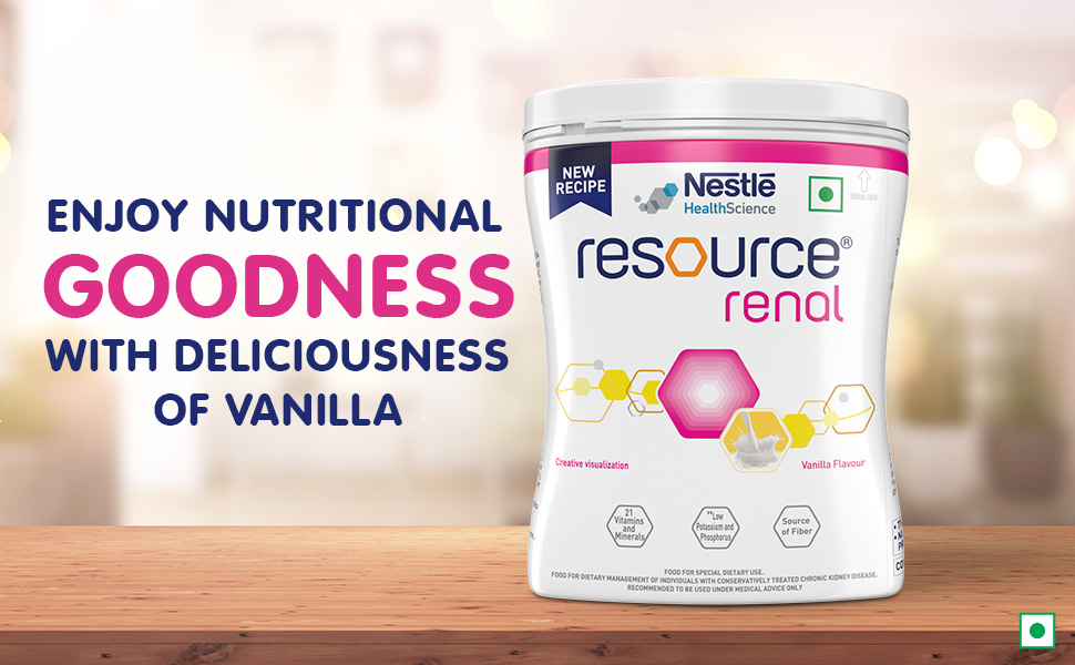Nestle Health Science, Resource, Renal,Food For Dietary Management, Vanilla Flavour- 400g, Pet Jar.