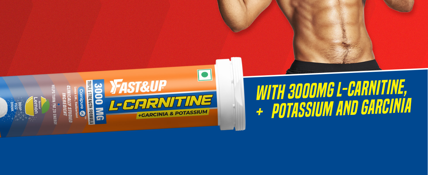 FAST&UP L-CARNITINE 3000 MG - Helps convert fat into energy, ADVANCED TRIPLE ACTION FORMULA, Carnipure™ Carnitine with added Garcinia cambogia and Potassium, Orange Flavour, 10 Count (Pack of 3)