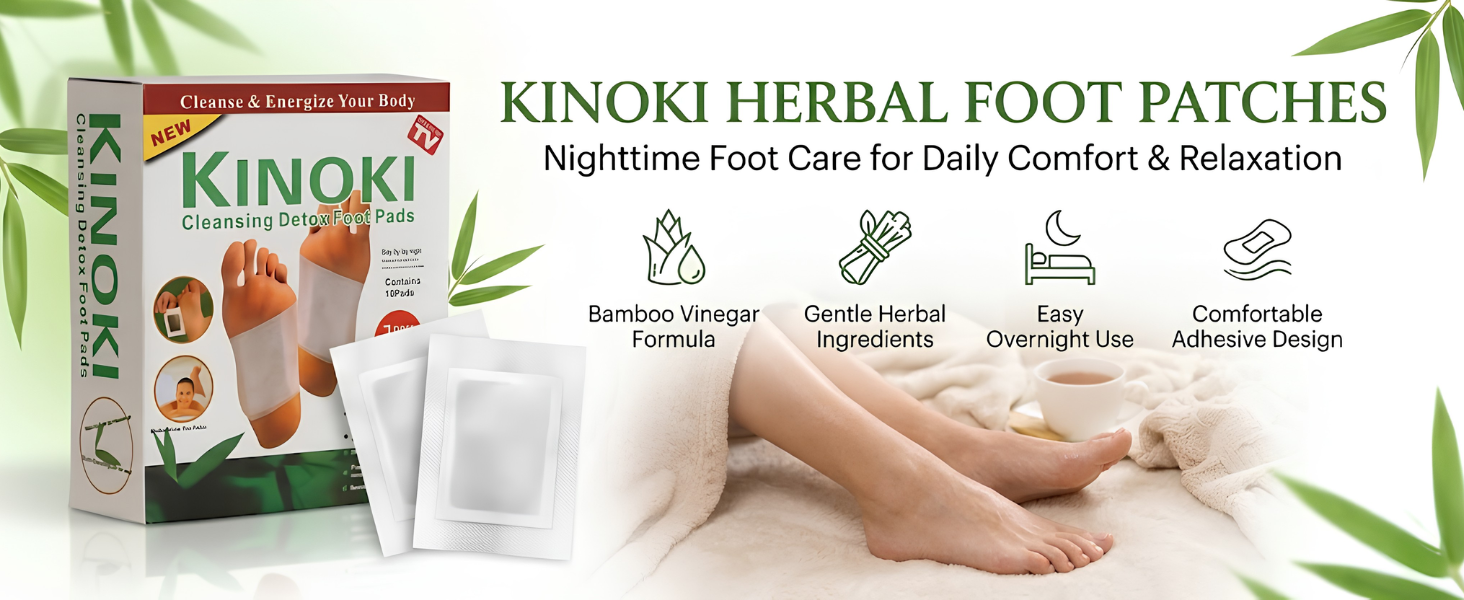 Foot patch Herbal And Gentle Ingredient Detox Foot Pads (20 Pieces-10 Pair), Natural Ingredients for Sleep Aid, Pain Relief, Toxin Removal with Bamboo Vinegar and Acupoint Micro-Massage Technology (Kinoki Foot Patches, Pack Of 2)