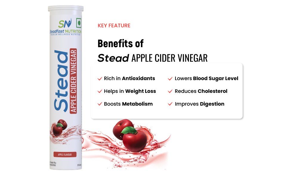 Steadfast Nutrition Apple Cider Vinegar Tablets for Weight Loss boost Immunity Strengthen (Apple, 80 Tablets, 320g)
