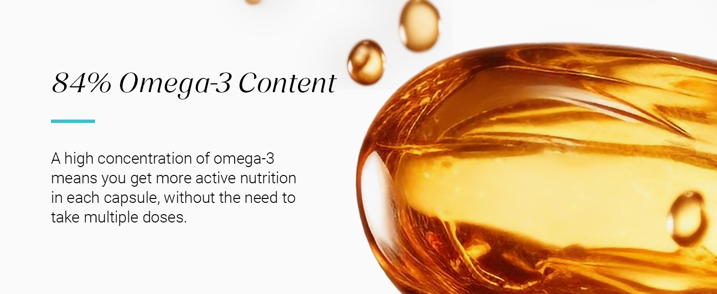 NUTROVA Fish Oil 84 Omega-3 High Purity, Heavy Metal Tested, Small Enteric Coated Capsules For Brain, Heart, Skin & Hair Health (60 Softgel Capsules) 300mg EPA + 250mg DHA in 658mg of Fish Oil