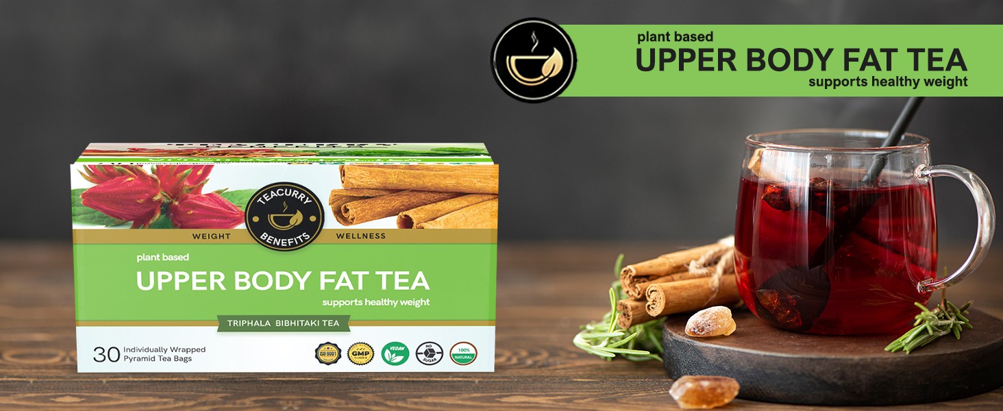 TEACURRY Upper Body Fat Tea, 30 Tea Bags (1 Month Pack, 30 Tea Bags)-Helps Lose Weight Around Chest, Shoulders, Neck And Arms Fat-Bags