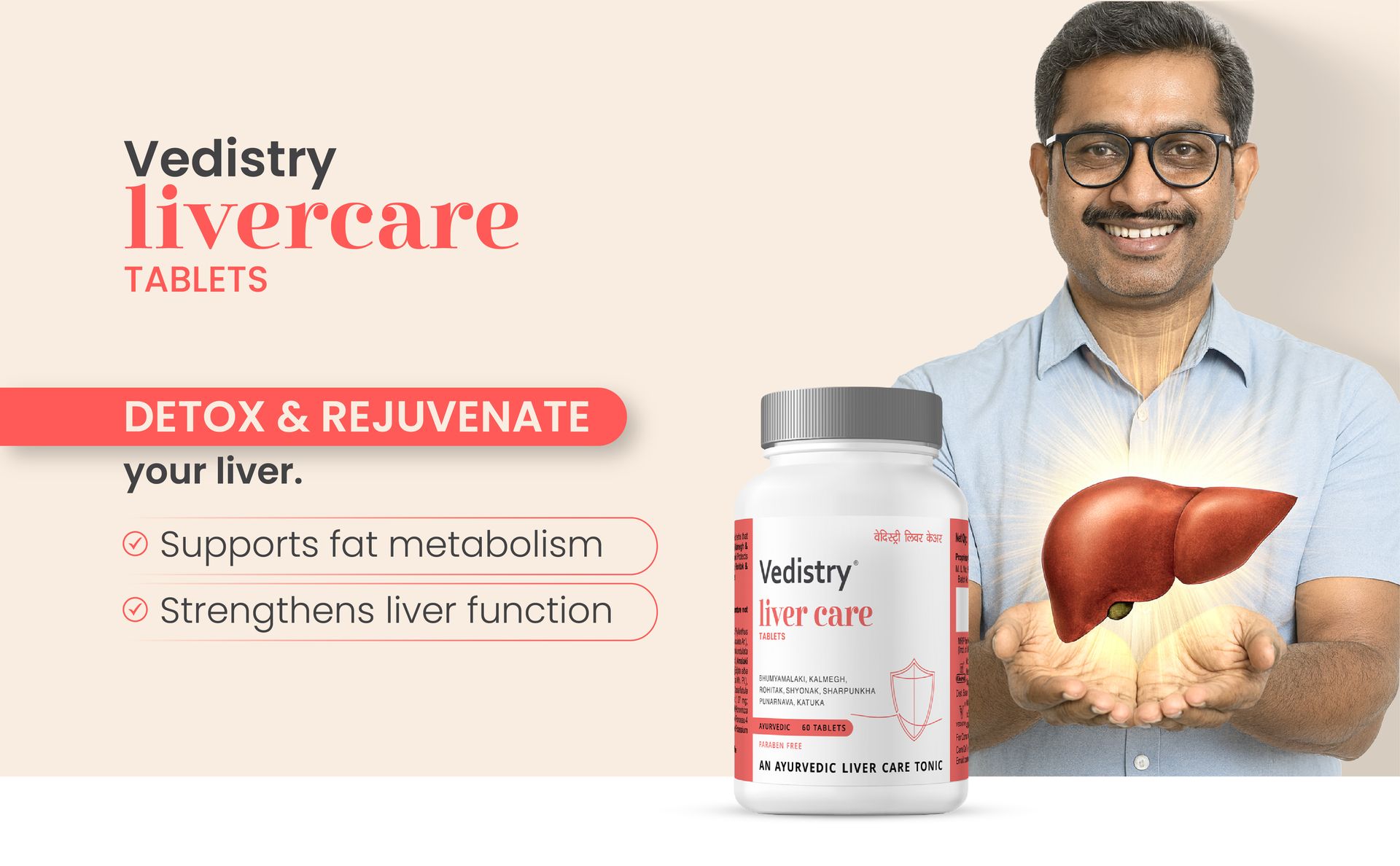 Vedistry Livercare Tablets | Ayurvedic Liver Detox Supplement for Fatty Liver & Sluggish Metabolism | Clinically tested | 22% reversal in fatty liver | Ayurvedic Liver Care with Bhumiamalaki, Kutaki & Amalaki for Detox & Liver Restoration – 60 Tablets (Pack of 3)