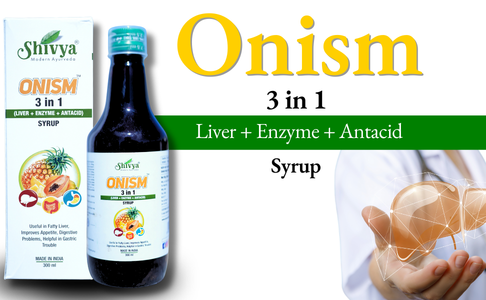 A SHIVYA Product- Onism 3 in 1 Syrup (Liver Syrup) 300ml, Ayurvedic Health Protector – Natural Herbal Tonic | Metabolism Booster